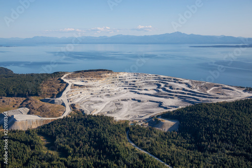 Aerial view of Coal Mining Industry on Texada Island, Powell River, Sunshine Coast, BC, Canada. photo