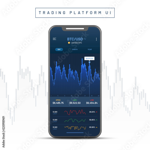 Cryptocurrencies trading, and exchange UI or UX concept for Mobile Apps. photo