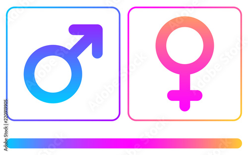 Pink and blue female and male spectrum signs.