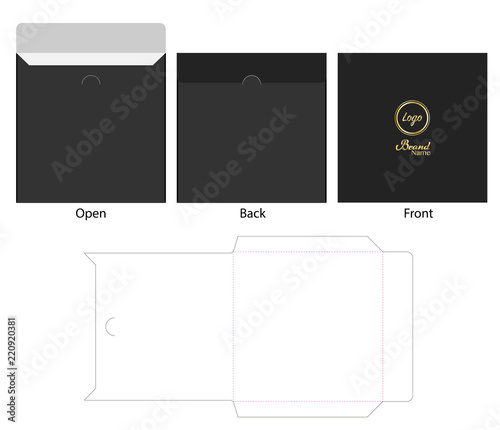 Envelope die cut mock up template vector