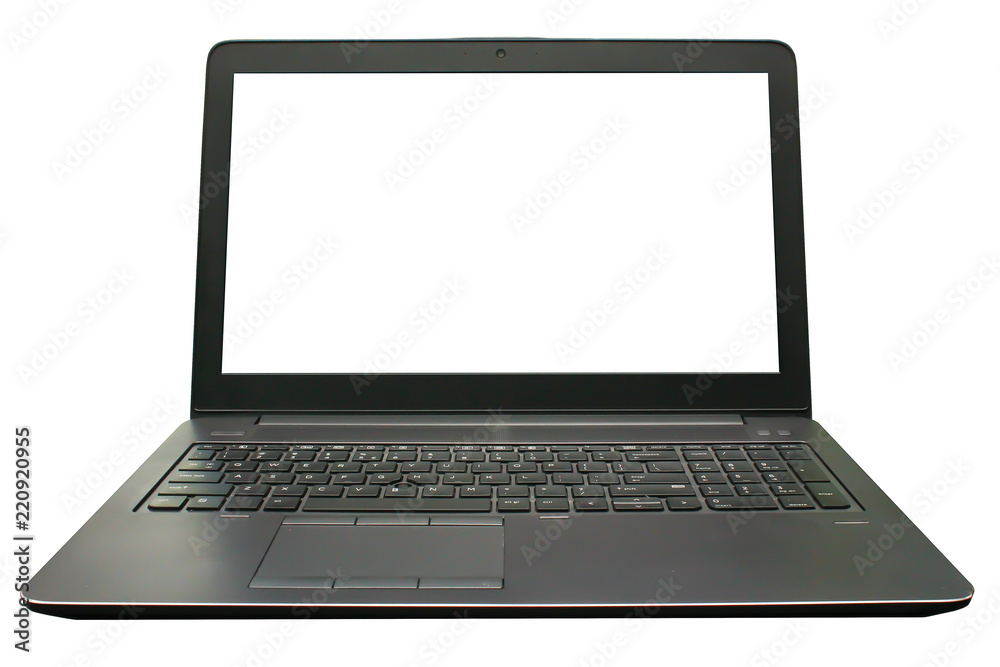 Front view of notebook with white screen and white background