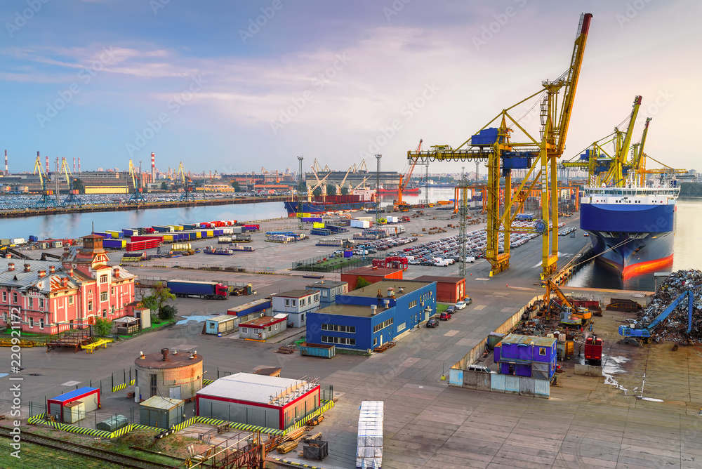 View of the sea port of St. Petersburg