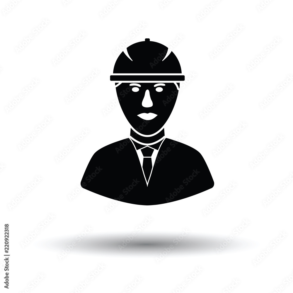Icon of construction worker head in helmet Icon of construction worker head in helmet