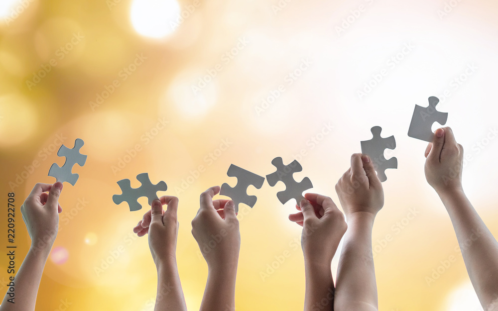 Solutioning Together Teamwork idea brainstorming, team partnership connection for problem ...