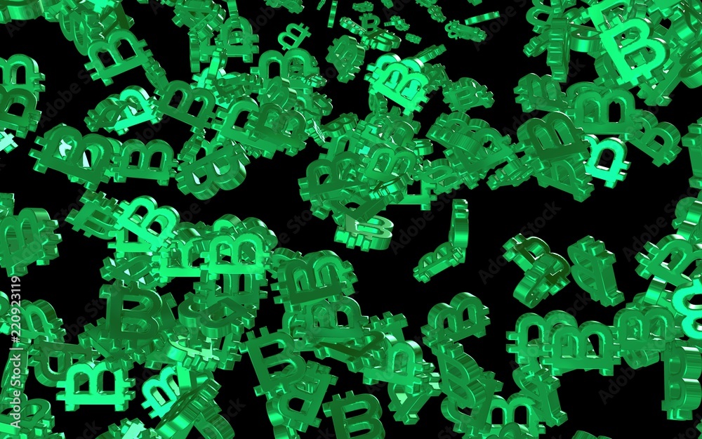Digital currency symbol Bitcoin on a dark background. Fall of bitcoin. Cryptocurrency graph on virtual screen. Business, Finance and technology concept. 3D illustration Digital currency symbol Bitcoin on a dark background. Fall of bitcoin. Cryptocurrency graph on virtual screen. Business, Finance and technology concept. 3D illustration