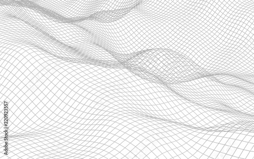 Wallpaper Mural Abstract landscape on a white background. Cyberspace grid. Hi-tech network. 3d illustration Torontodigital.ca