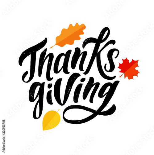 Happy Thanksgiving lettering Calligraphy Brush Text Holiday Vector Sticker Gold
