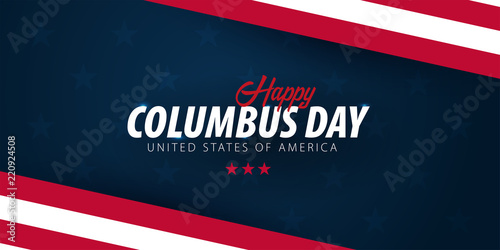 Columbus Day sale promotion, advertising, poster, banner, template with American flag. Columbus day wallpaper. Voucher discount.