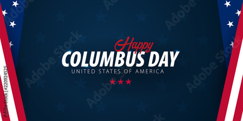 Columbus Day sale promotion, advertising, poster, banner, template with American flag. Columbus day wallpaper. Voucher discount.