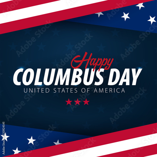 Columbus Day sale promotion, advertising, poster, banner, template with American flag. Columbus day wallpaper. Voucher discount.