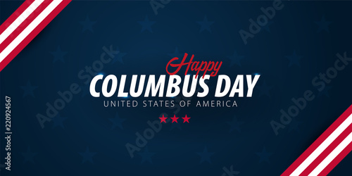 Columbus Day sale promotion, advertising, poster, banner, template with American flag. Columbus day wallpaper. Voucher discount.