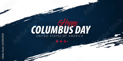 Columbus Day sale promotion, advertising, poster, banner, template with American flag. Columbus day wallpaper. Voucher discount. photo