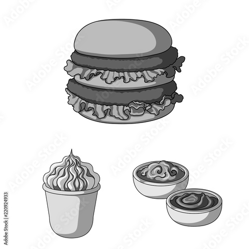 Fast food monochrome icons in set collection for design.Food from semi-finished products vector symbol stock web illustration.