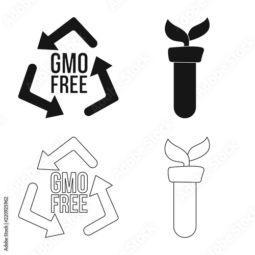 Vector design of genetic and plant sign. Set of genetic and biotechnology stock symbol for web.