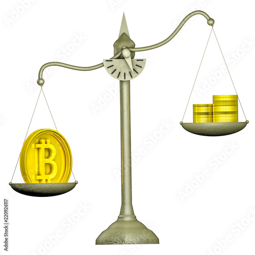 фотографія bitcoin outweighs the gold coins on the scales