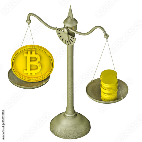 фотографія bitcoin outweighs the gold coins on the scales