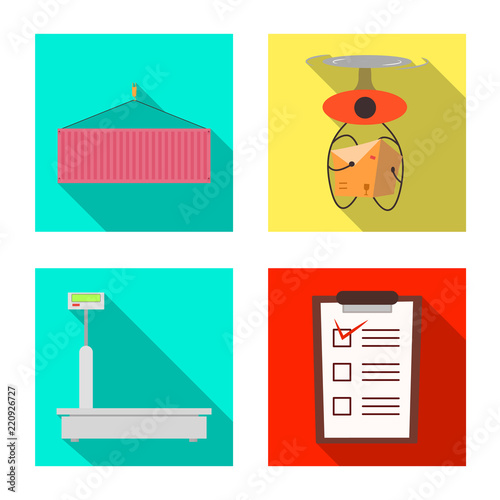 Vector illustration of goods and cargo sign. Set of goods and warehouse stock symbol for web.