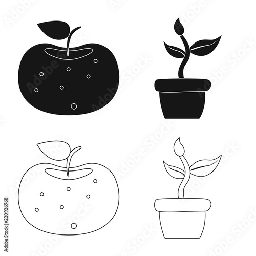 Vector design of genetic and plant logo. Set of genetic and biotechnology stock symbol for web.