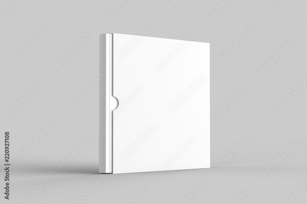 Square slipcase book mock up isolated on soft gray background. 3D illustration Square slipcase book mock up isolated on soft gray background. 3D illustration
