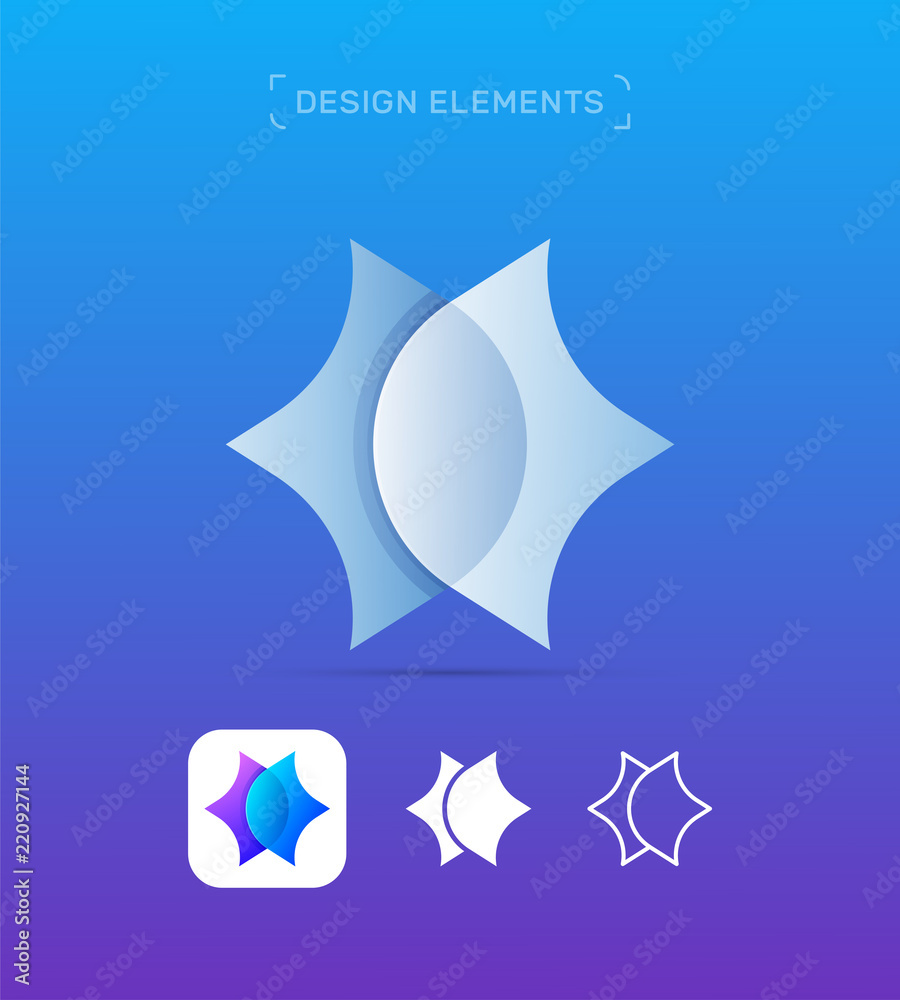 Vector abstract star logo design elements. Material design, origami paper, flat and line style collection Vector abstract star logo design elements. Material design, origami paper, flat and line style collection