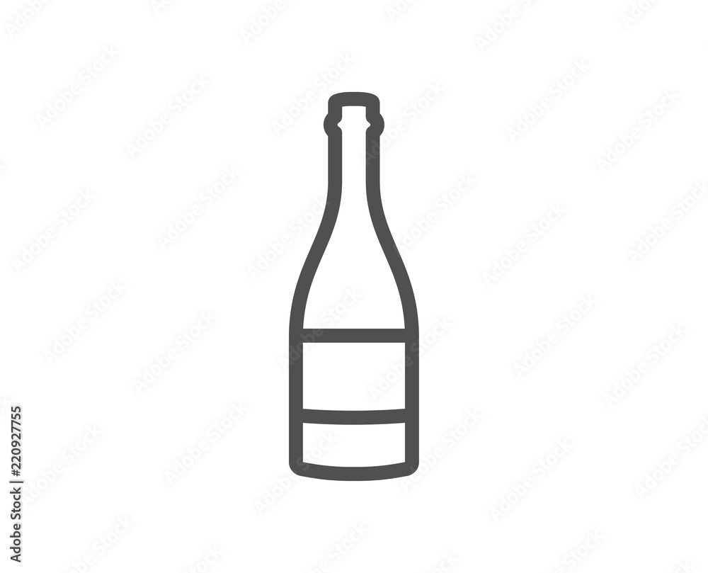 Champagne bottle line icon. Anniversary alcohol sign. Celebration event drink. Quality design element. Classic style champagne. Editable stroke. Vector Champagne bottle line icon. Anniversary alcohol sign. Celebration event drink. Quality design element. Classic style champagne. Editable stroke. Vector
