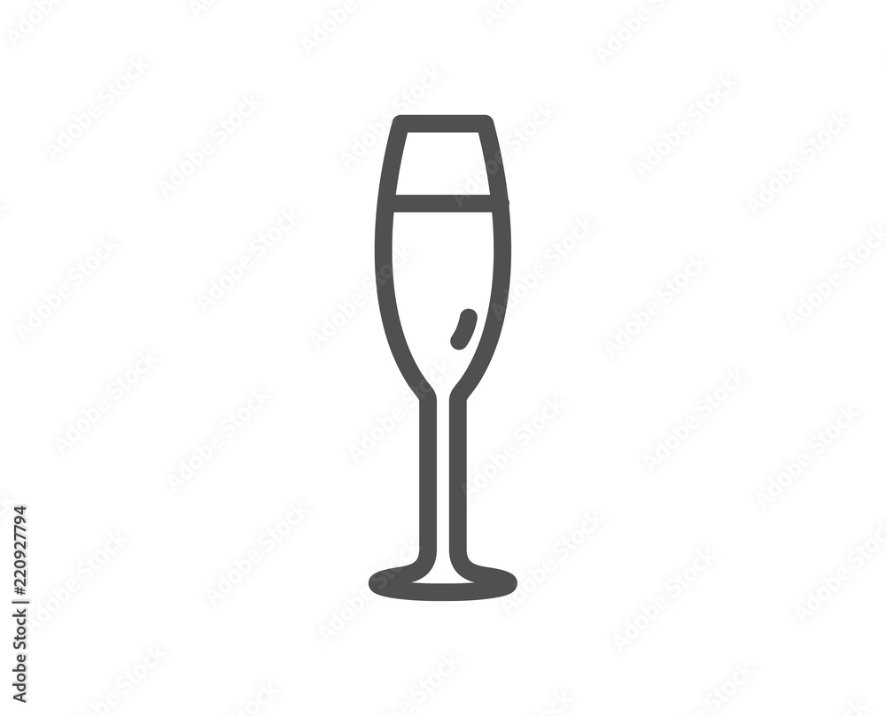 Champagne glass line icon. Wine glass sign. Quality design element. Classic style. Editable stroke. Vector Champagne glass line icon. Wine glass sign. Quality design element. Classic style. Editable stroke. Vector