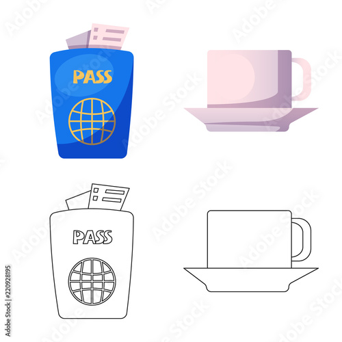 Vector illustration of airport and airplane sign. Collection of airport and plane vector icon for stock.