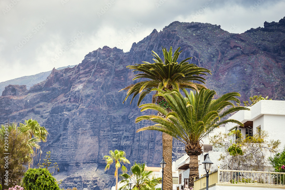 10 of May 2018 - Tenerife, Spain. Cityscape view of Los Gigantes cliffs
