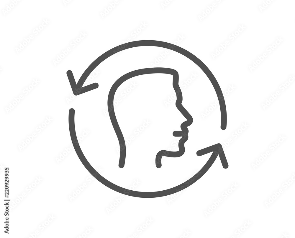 Face scanning repeat line icon. Face id update sign. Head symbol. Quality design element. Classic style. Editable stroke. Vector Face scanning repeat line icon. Face id update sign. Head symbol. Quality design element. Classic style. Editable stroke. Vector