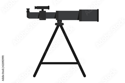 Telescopio negro sobre fondo blanco.