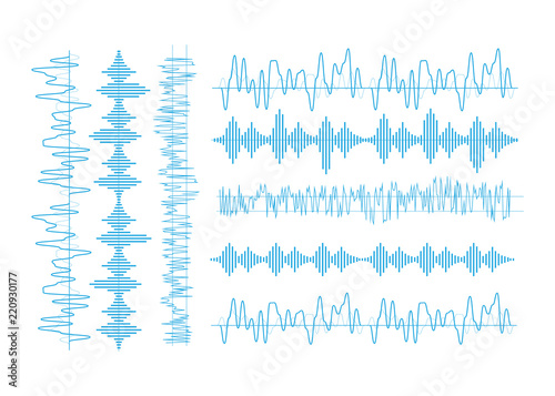 Sound waves. Music technology, stereo equalizer. Voice wave form