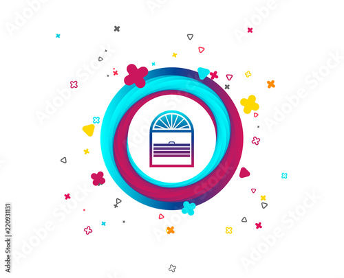 Louvers plisse sign icon. Window blinds or jalousie symbol. Colorful button with icon. Geometric elements. Vector