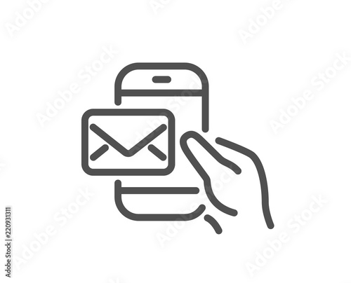 Messenger Mail line icon. New newsletter sign. Phone E-mail symbol. Quality design element. Classic style messenger icon. Editable stroke. Vector