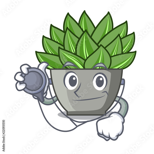 Doctor character cartoon pot plant echeveria cactus