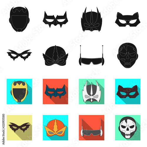 Vector illustration of hero and mask symbol. Collection of hero and superhero stock symbol for web. photo