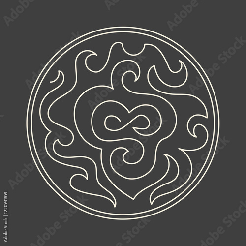 Abstract minimalism linear vector logo art on dark grey background