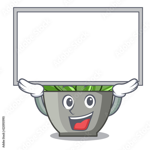 Up board character cartoon pot plant echeveria cactus