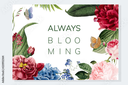 Fototapeta Naklejka Na Ścianę i Meble -  Always blooming floral frame illustration