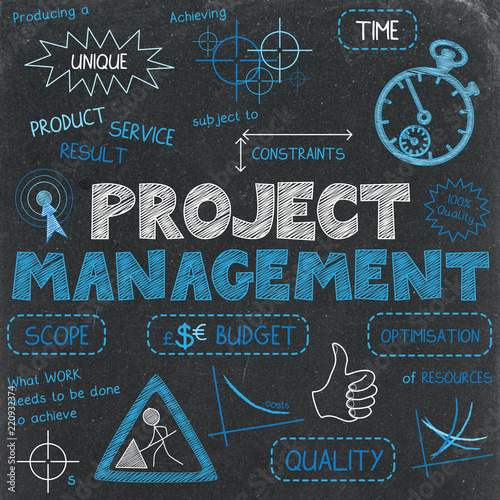 PROJECT MANAGEMENT graphic notes on chalkboard photo