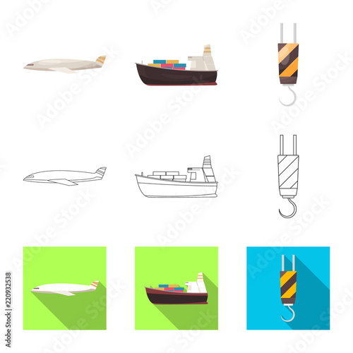 Vector illustration of goods and cargo sign. Set of goods and warehouse vector icon for stock.