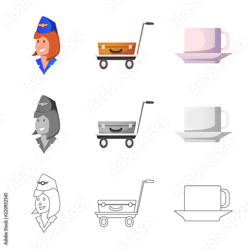 Vector illustration of airport and airplane logo. Collection of airport and plane stock vector illustration.