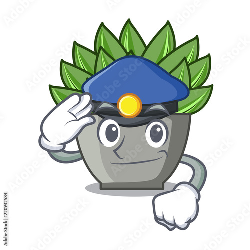 Police character cartoon pot plant echeveria cactus