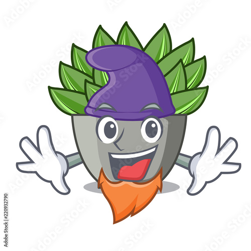 Elf character cartoon pot plant echeveria cactus
