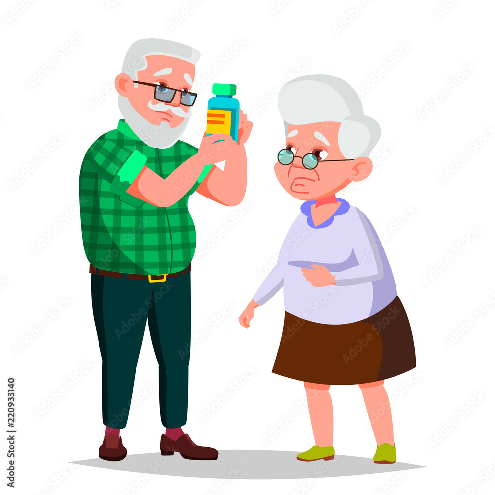 Elderly Couple Vector. Grandfather And Grandmother. Situations. Old Senior People. European. Isolated Flat Cartoon Illustration Elderly Couple Vector. Grandfather And Grandmother. Situations. Old Senior People. European. Isolated Flat Cartoon Illustration