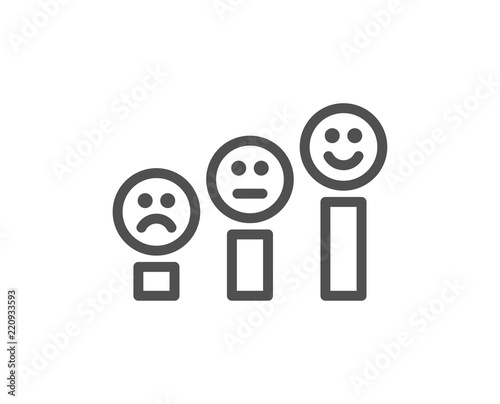 Customer satisfaction line icon. Positive feedback sign. Smile chart symbol. Quality design element. Classic style customer satisfaction icon. Editable stroke. Vector