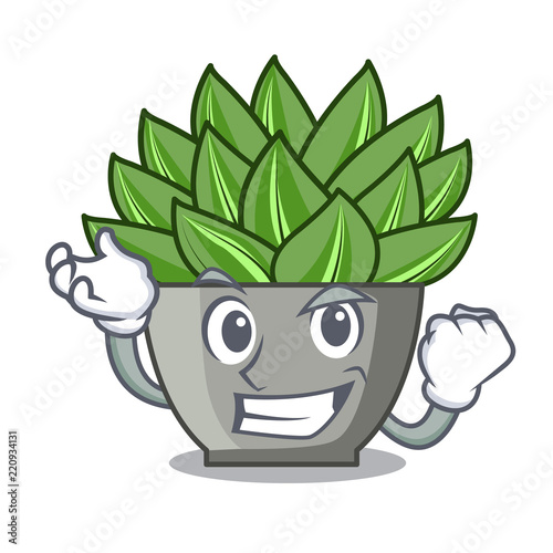 Successful view of green echeveria cactus cartoon