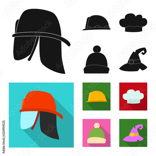 Vector design of headwear and cap symbol. Set of headwear and accessory vector icon for stock.