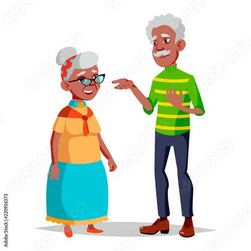 Elderly Couple Vector. Modern Grandparents. Elderly Family. Grey-haired Characters. Isolated Flat Cartoon Illustration © PikePicture