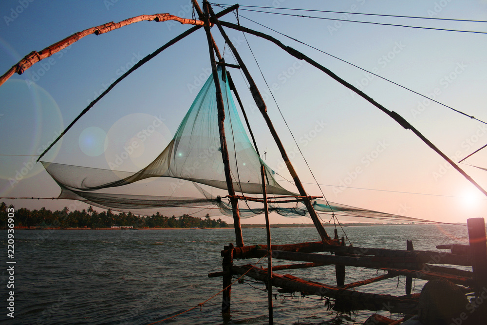 Chinese fishnets , Kerala, India  