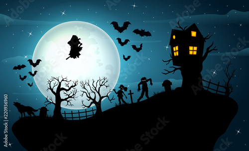 Halloween night celebration on the hill